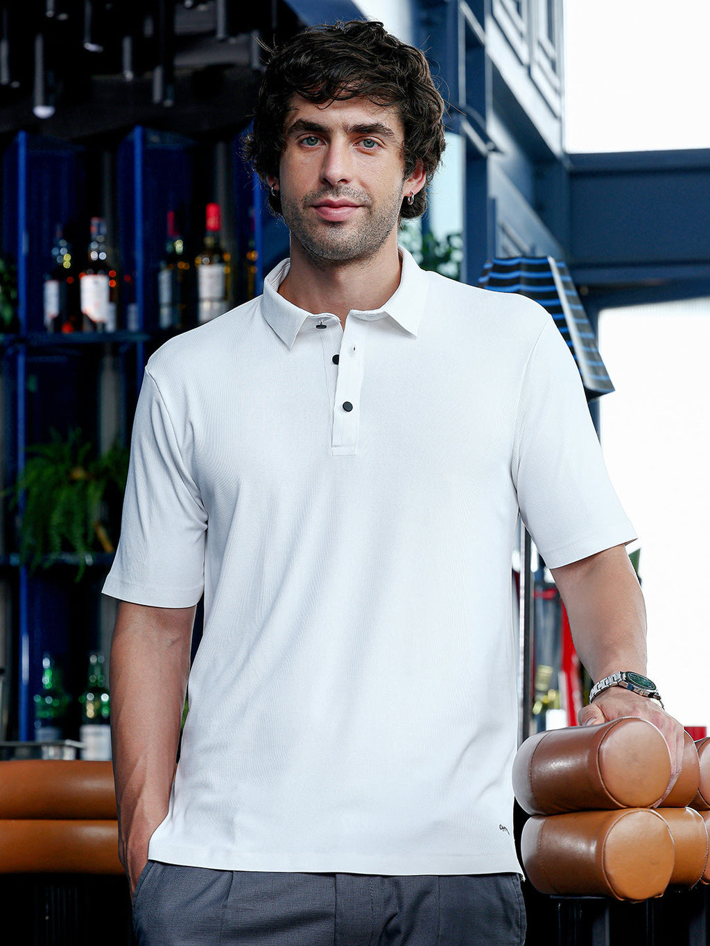 Seamless Ribbed Polo T-Shirt