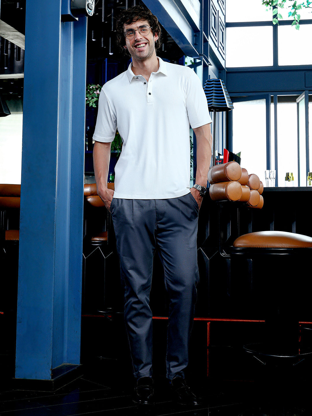 Seamless Ribbed Polo T-Shirt