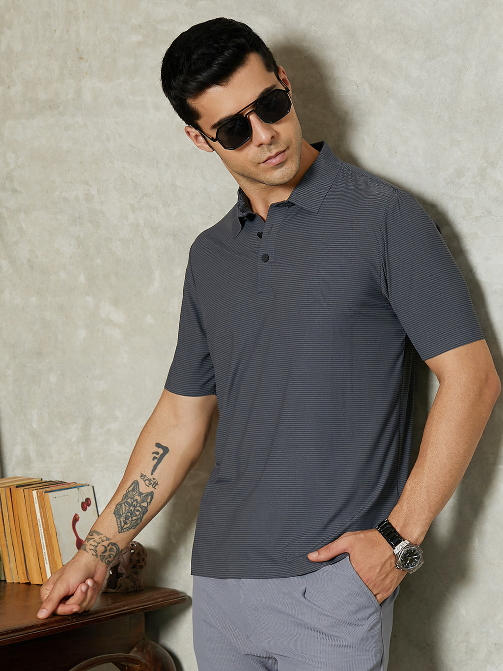 Seamless Striped Polo T-Shirt