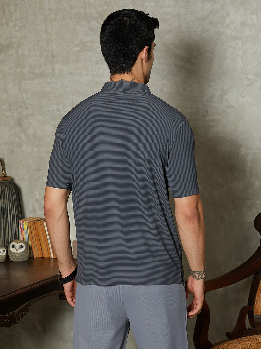 Seamless Striped Polo T-Shirt