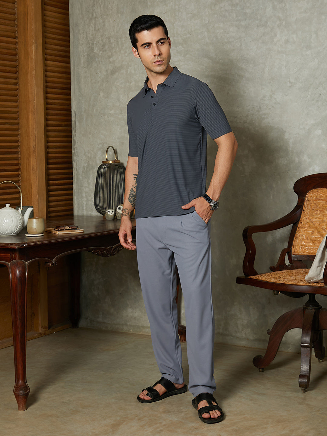 Seamless Striped Polo T-Shirt