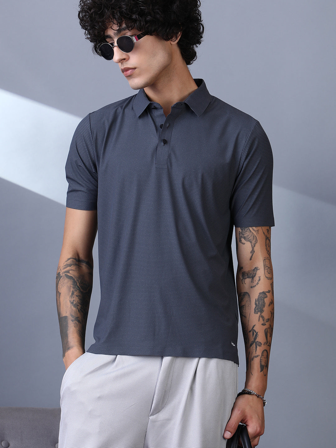 Seamless Striped Polo T-Shirt
