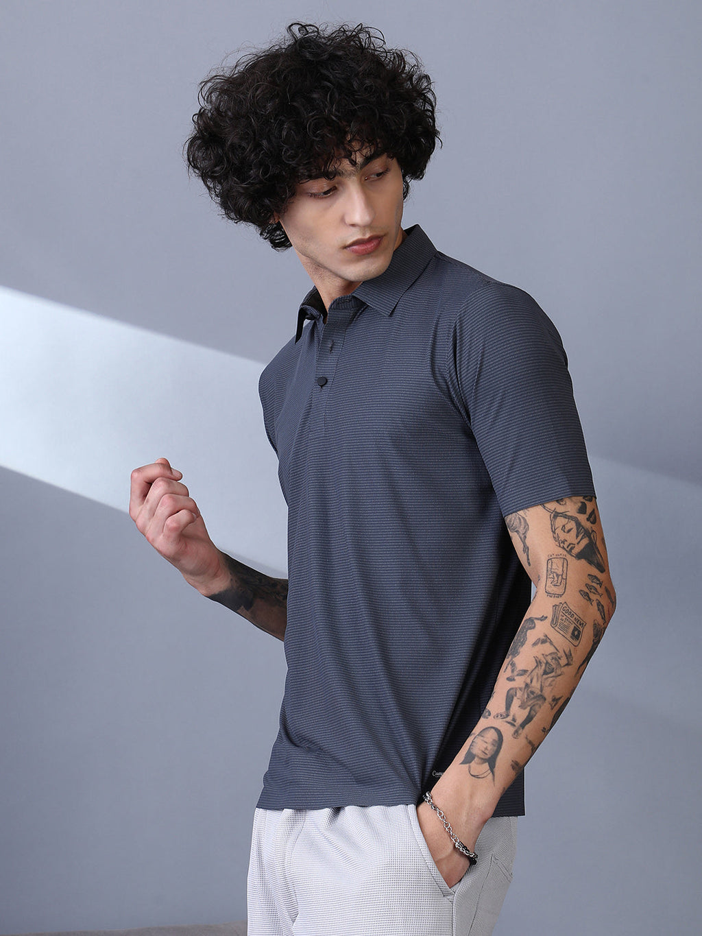 Seamless Striped Polo T-Shirt