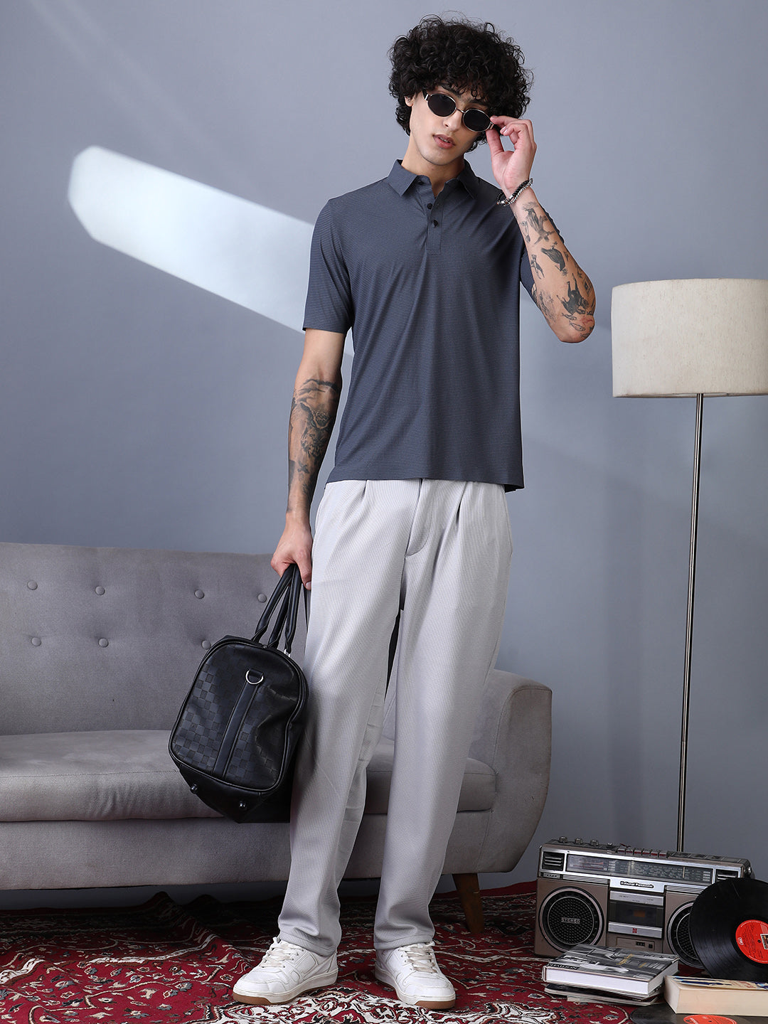 Seamless Striped Polo T-Shirt