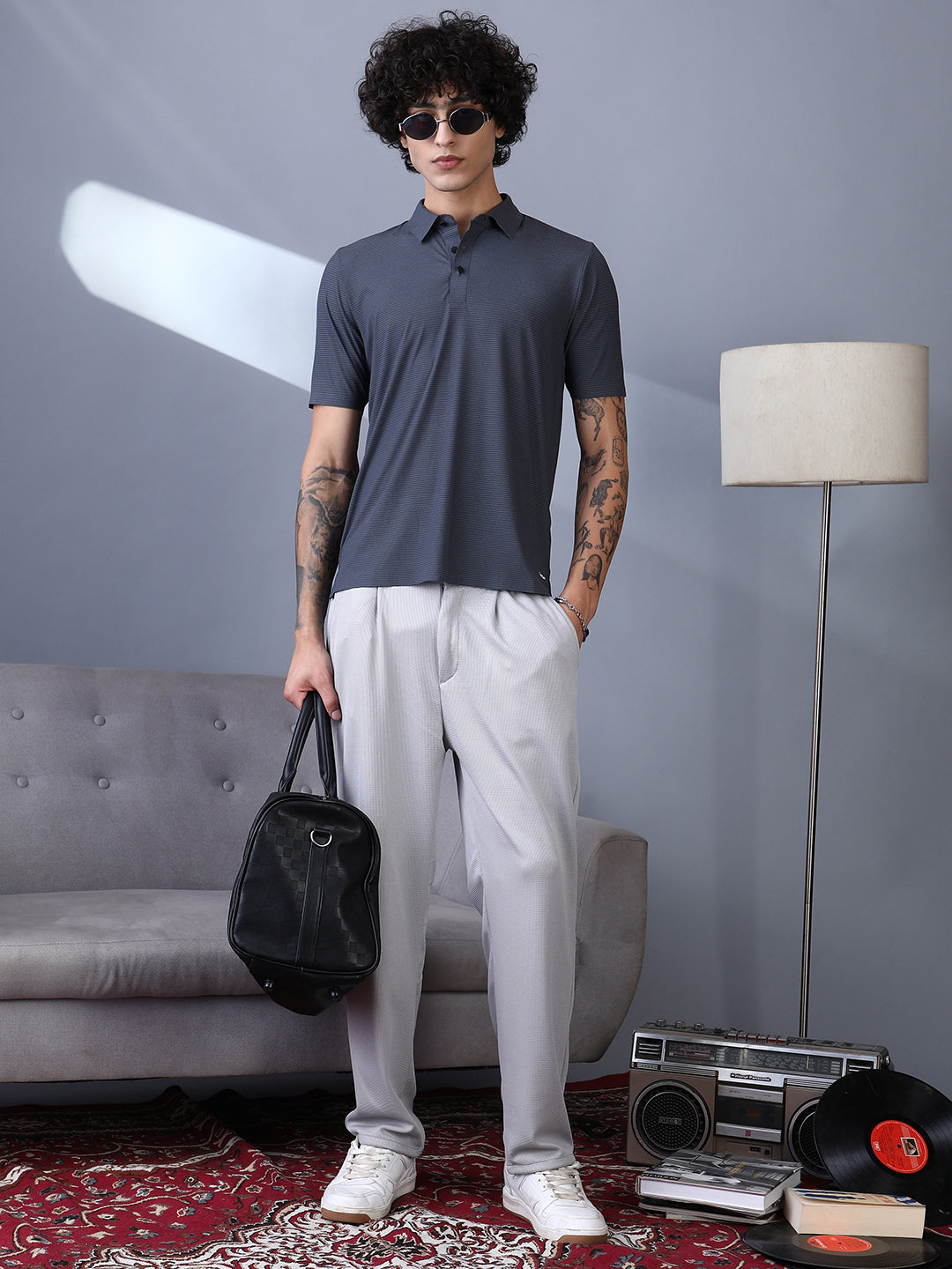 Seamless Striped Polo T-Shirt