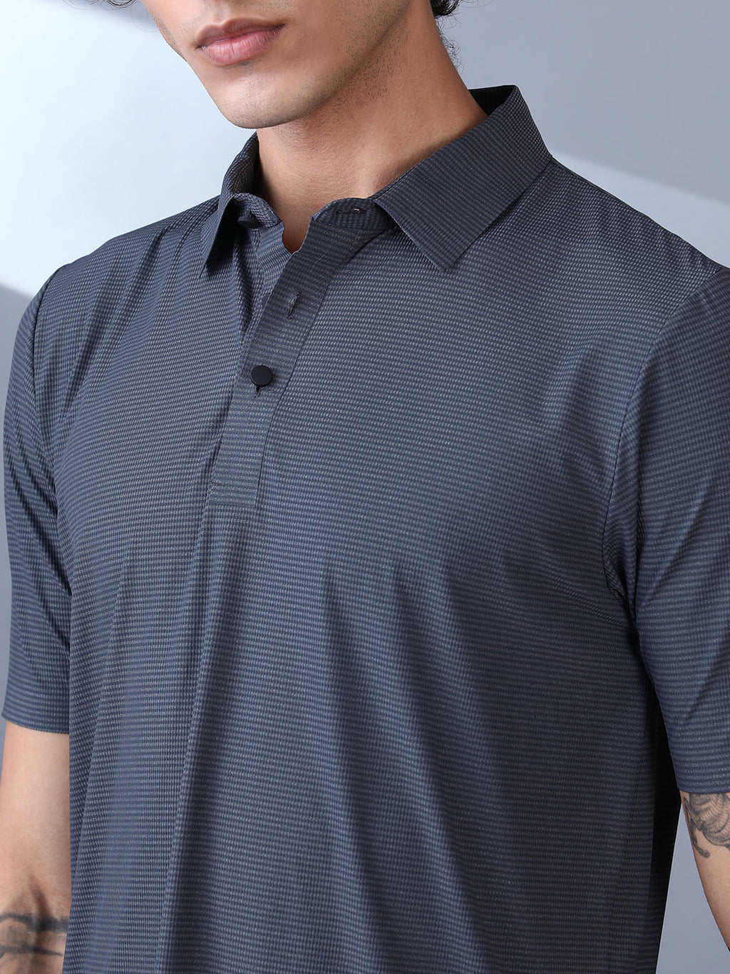 Seamless Striped Polo T-Shirt