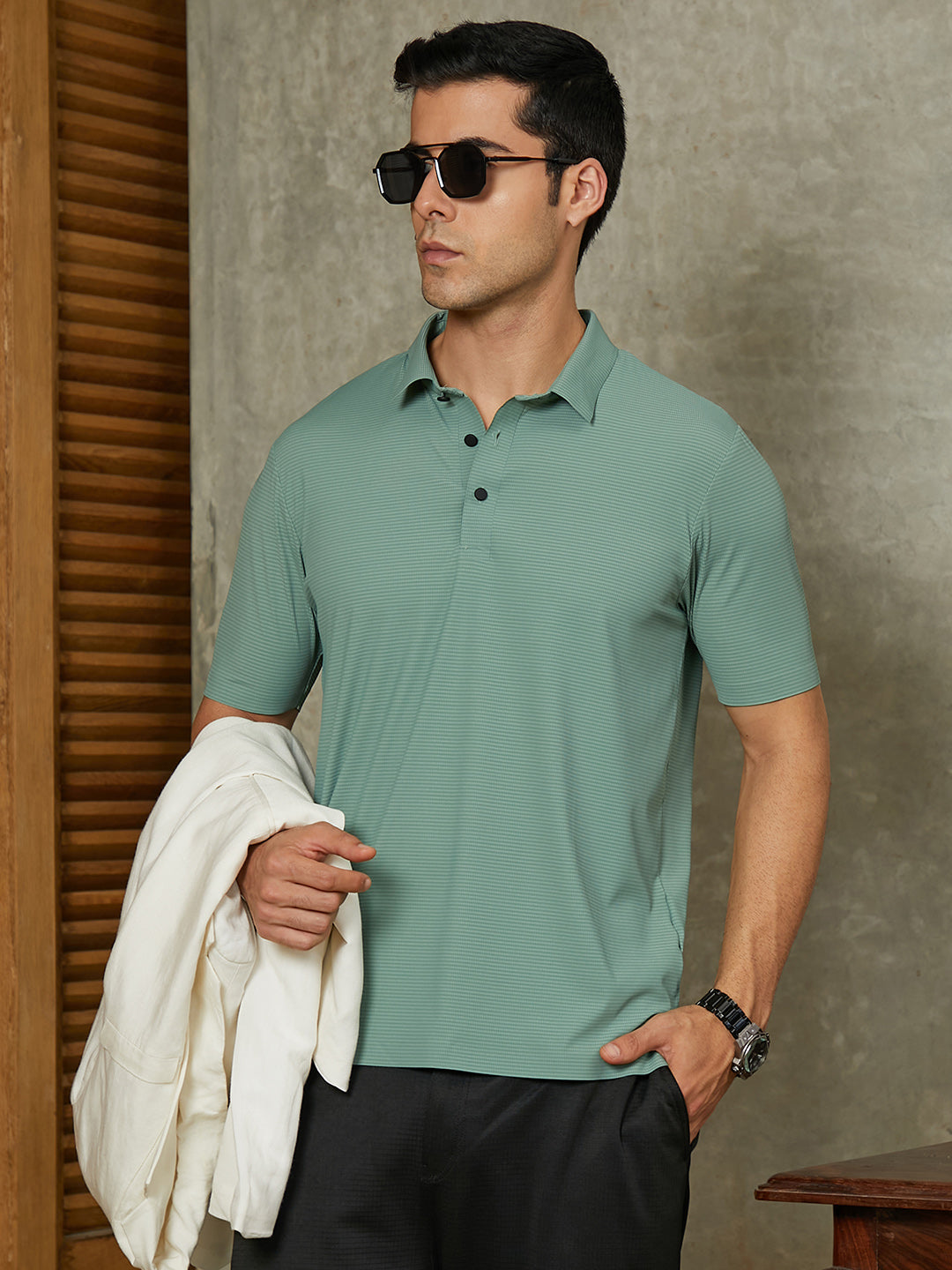 Seamless Striped Polo T-Shirt