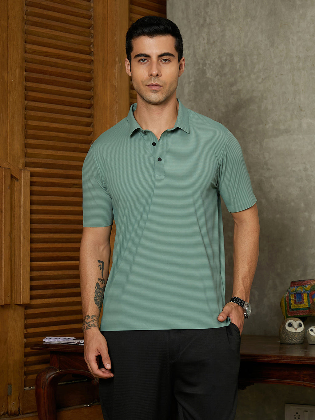 Seamless Striped Polo T-Shirt