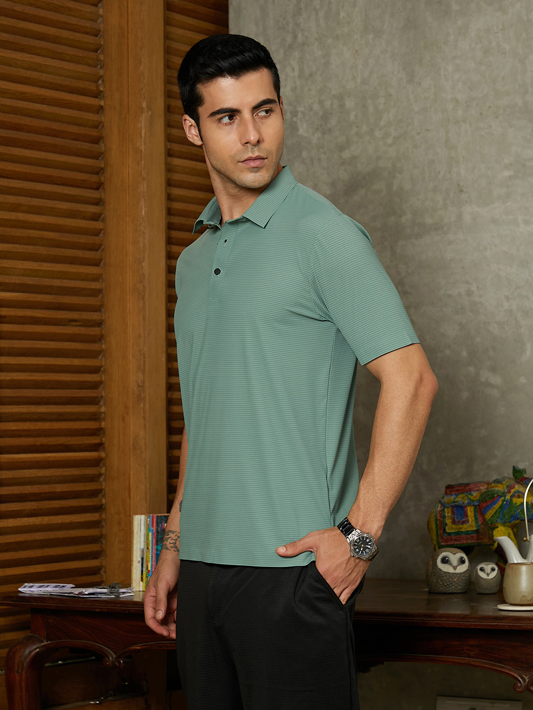 Seamless Striped Polo T-Shirt
