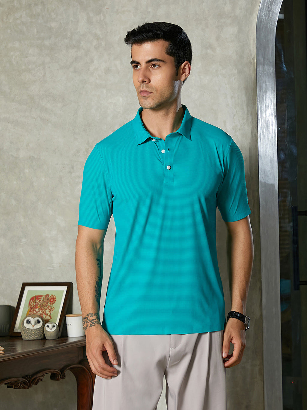 Seamless Striped Polo T-Shirt