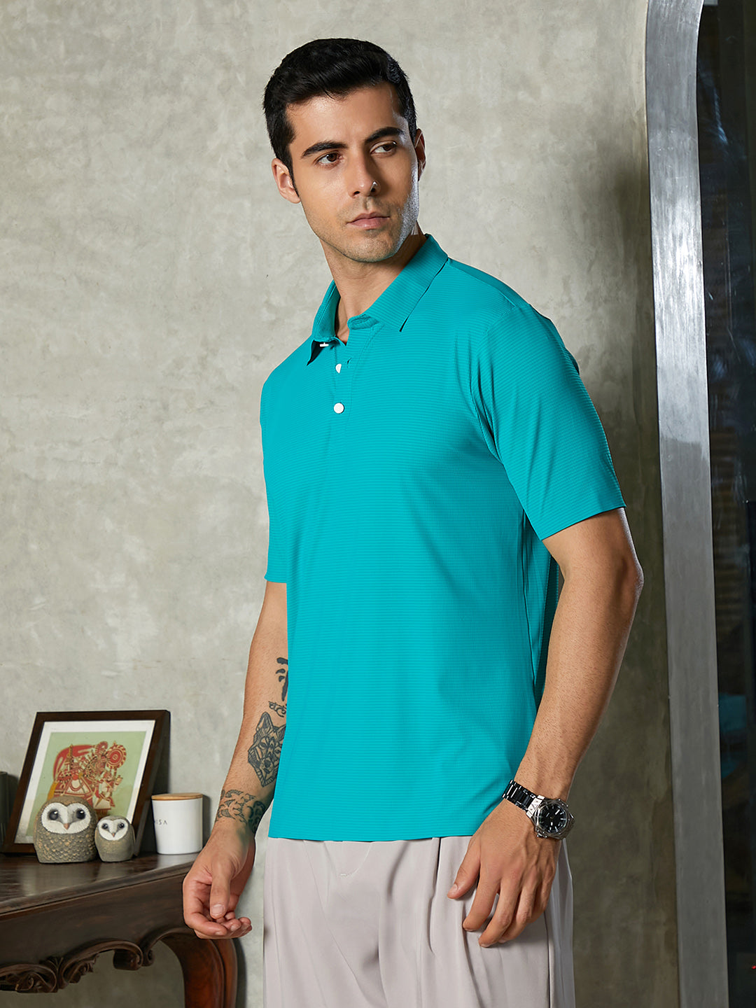 Seamless Striped Polo T-Shirt