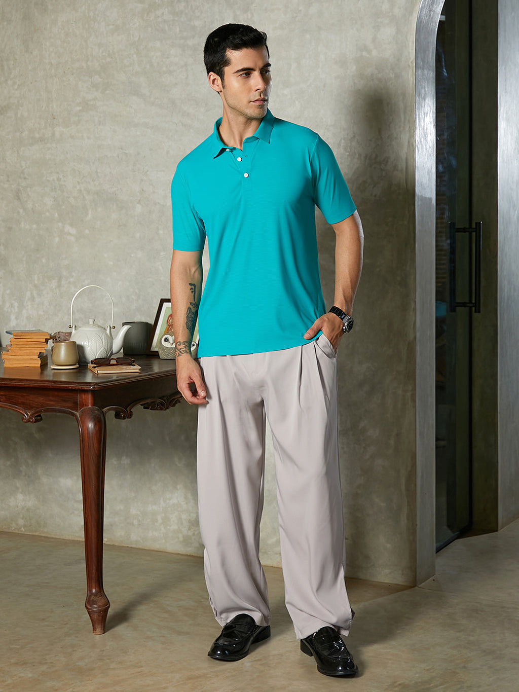 Seamless Striped Polo T-Shirt