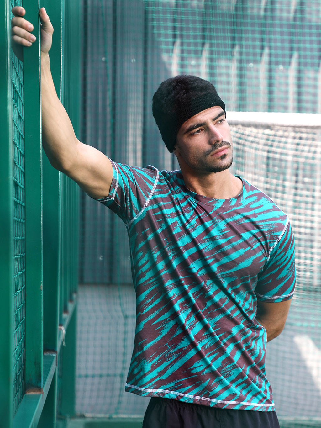 Contrast-Stroke Activewear T-Shirt