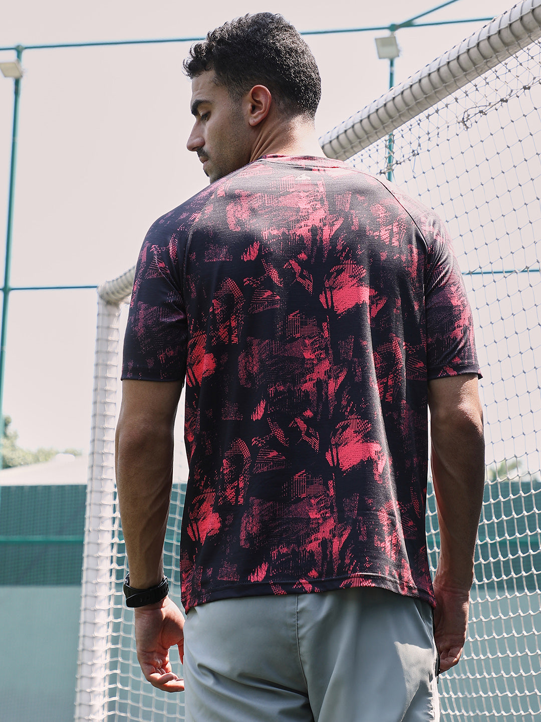 Abstract-Imprint Activewear T-Shirt