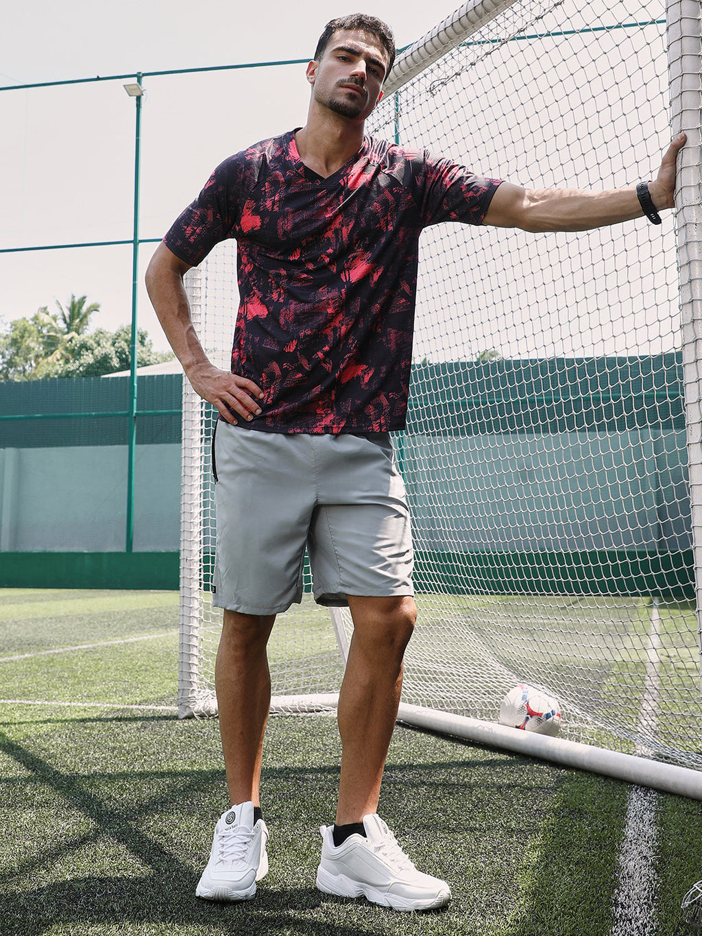 Abstract-Imprint Activewear T-Shirt