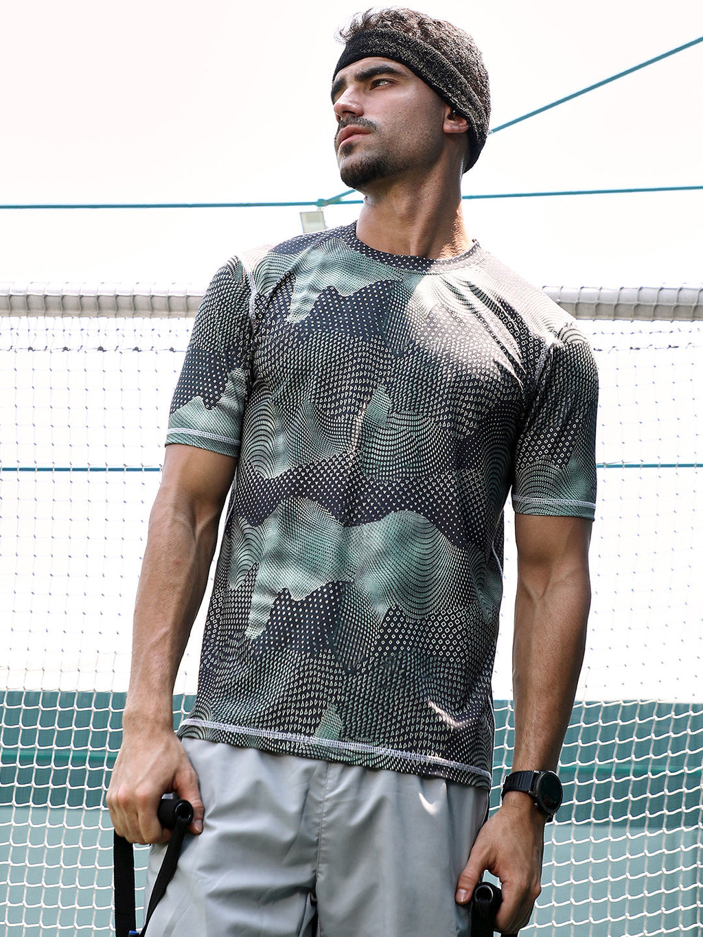 Abstract-Motif Activewear T-Shirt