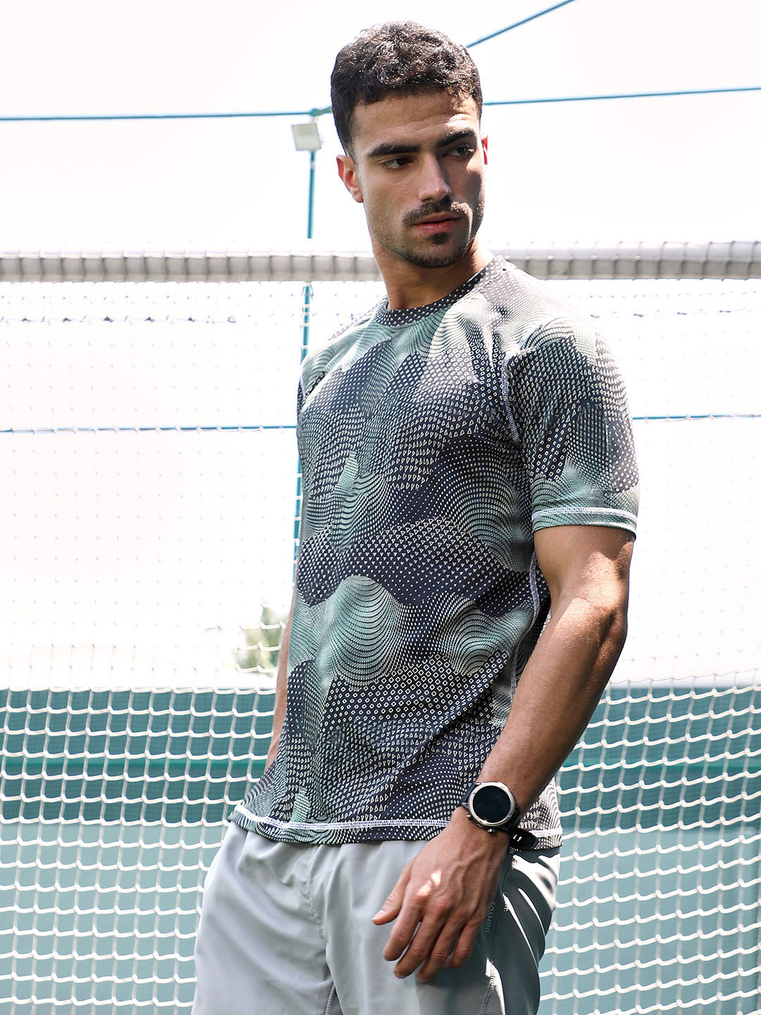 Abstract-Motif Activewear T-Shirt