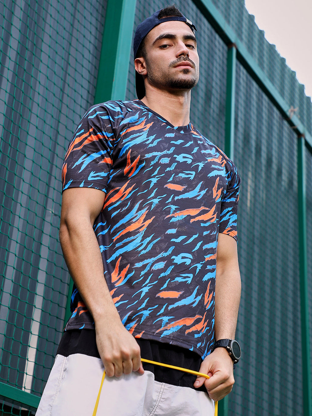 Block-Swirl Activewear T-Shirt