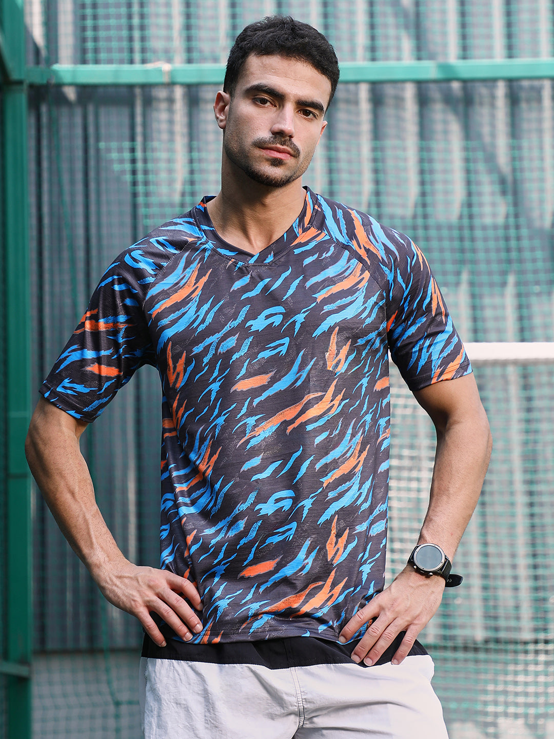 Block-Swirl Activewear T-Shirt