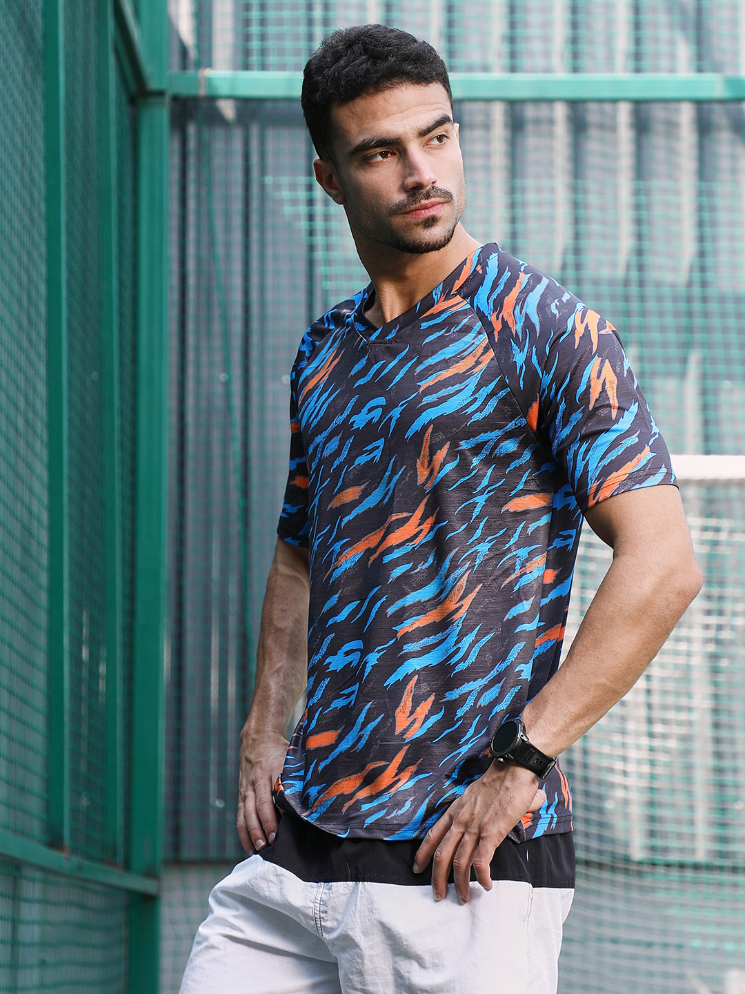 Block-Swirl Activewear T-Shirt