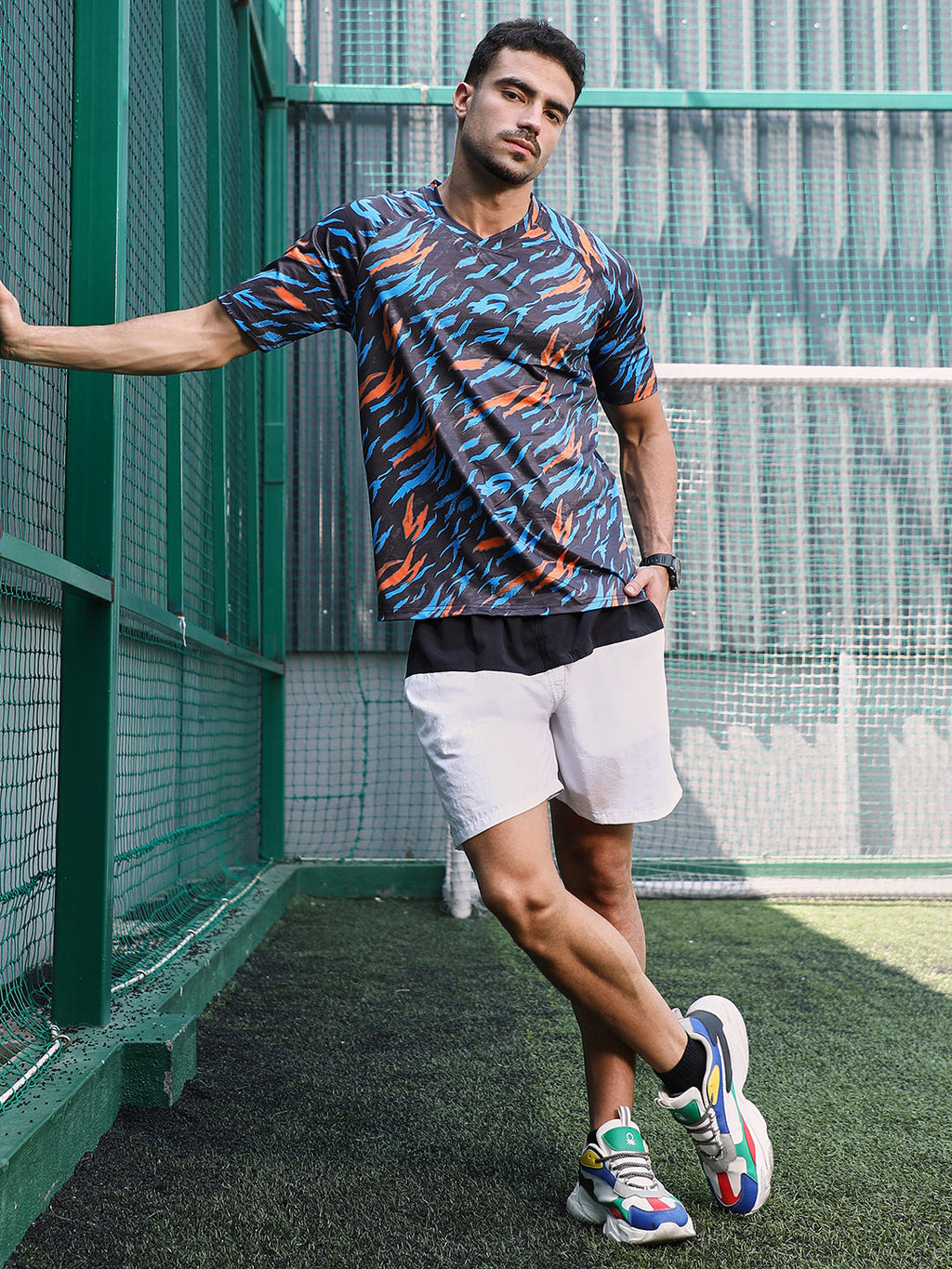 Block-Swirl Activewear T-Shirt