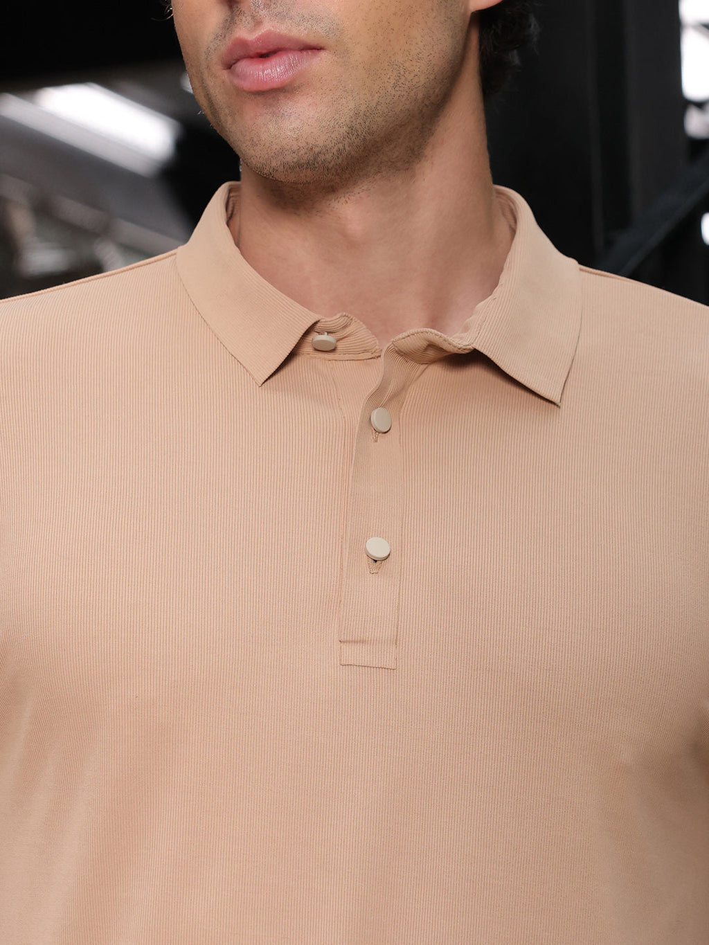 Seamless Ribbed Polo T-Shirt