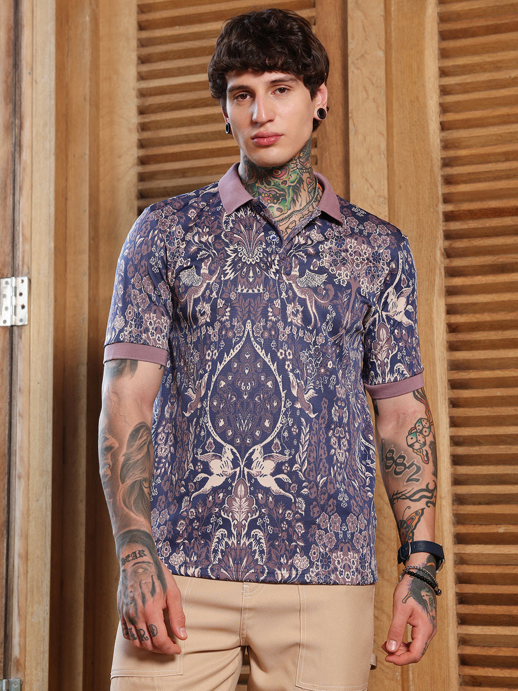 Indie Floral Jacquard-Knit Polo T-Shirt