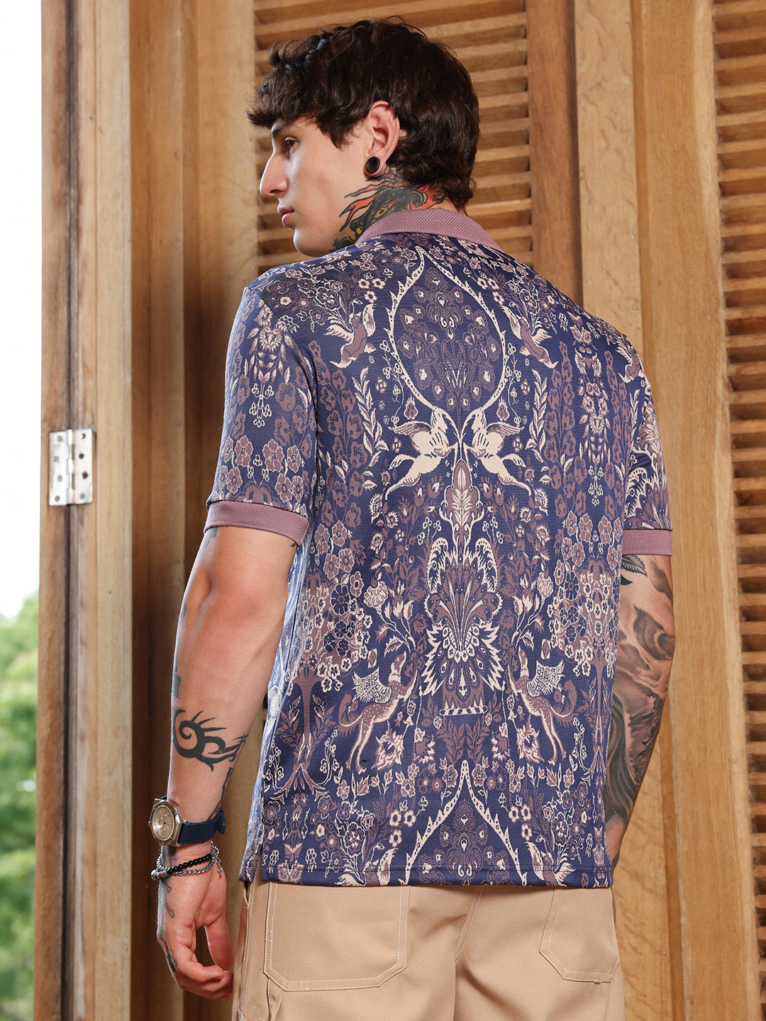 Indie Floral Jacquard-Knit Polo T-Shirt