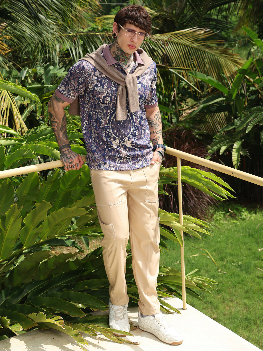 Indie Floral Jacquard-Knit Polo T-Shirt