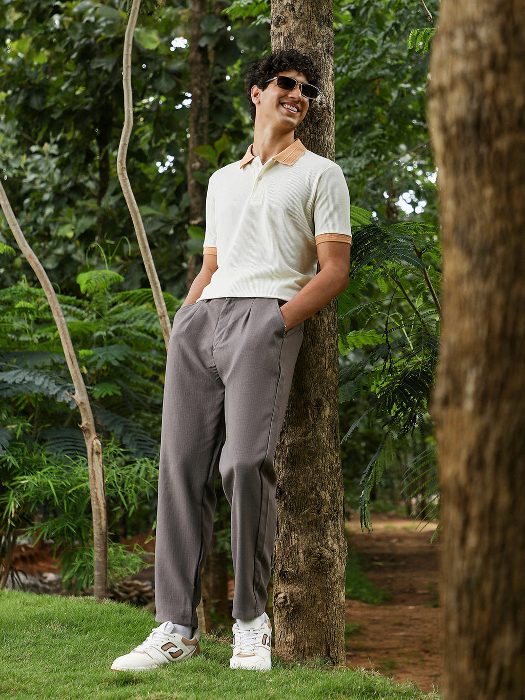 Block-Textured Knit Polo T-Shirt