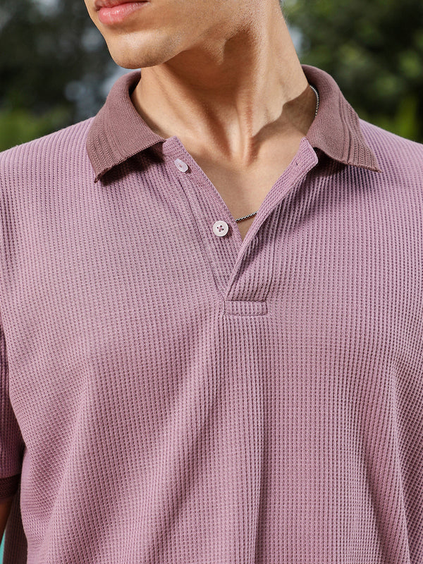 Textured-Knit Polo T-Shirt