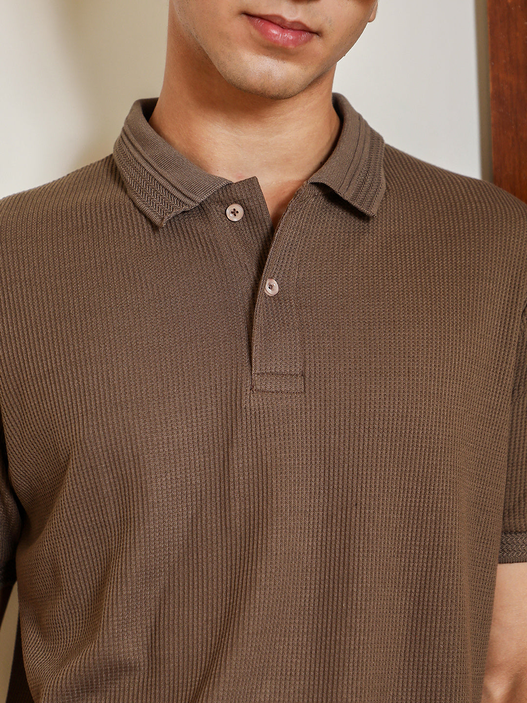 Textured-Knit Polo T-Shirt