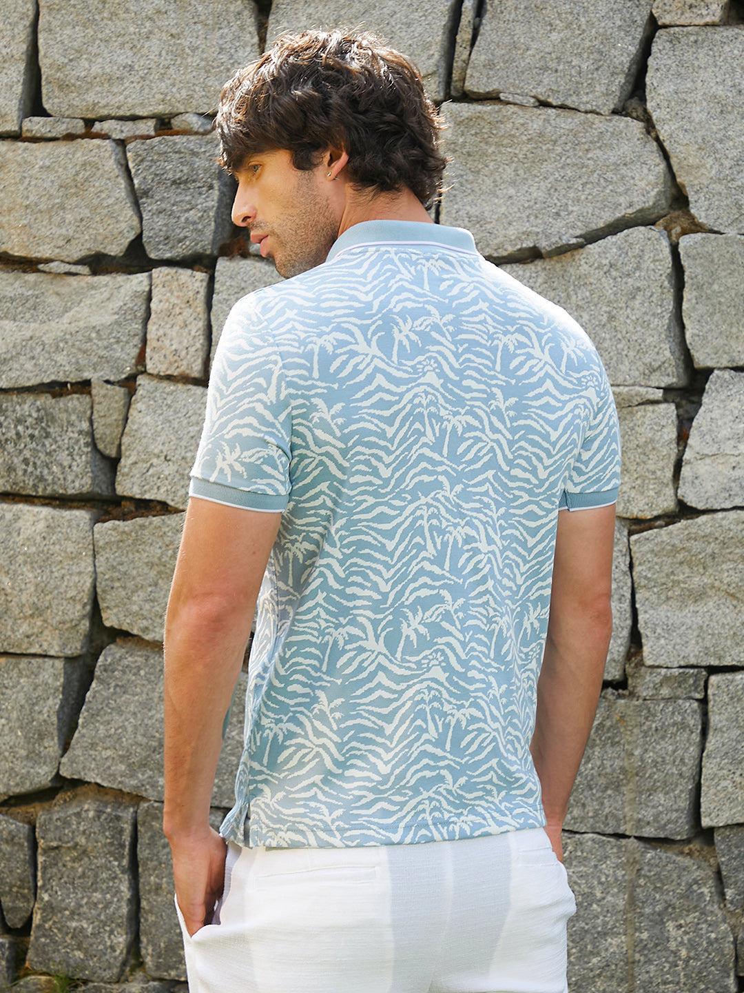 Scratch-Jacquard Polo T-Shirt