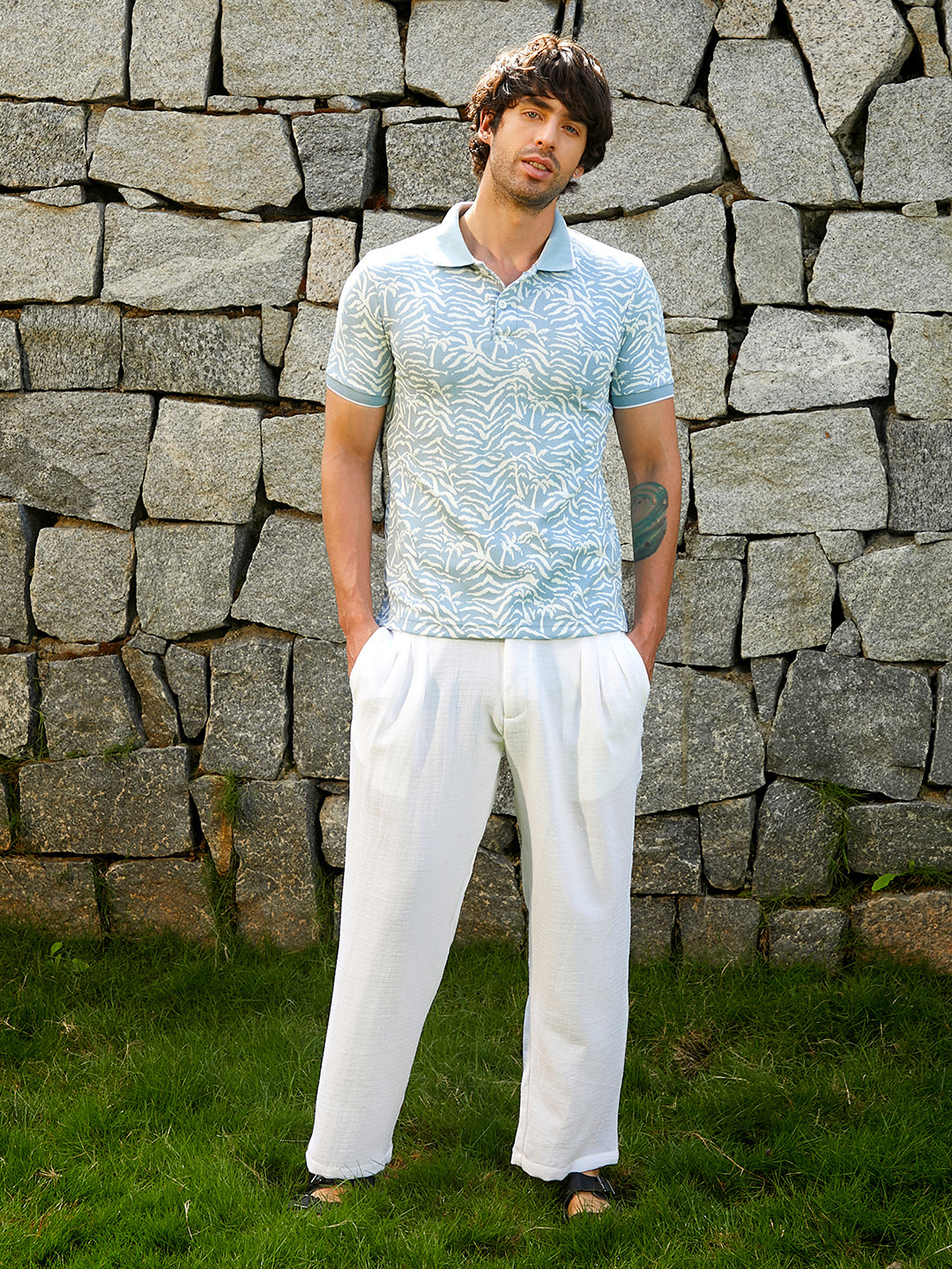 Scratch-Jacquard Polo T-Shirt