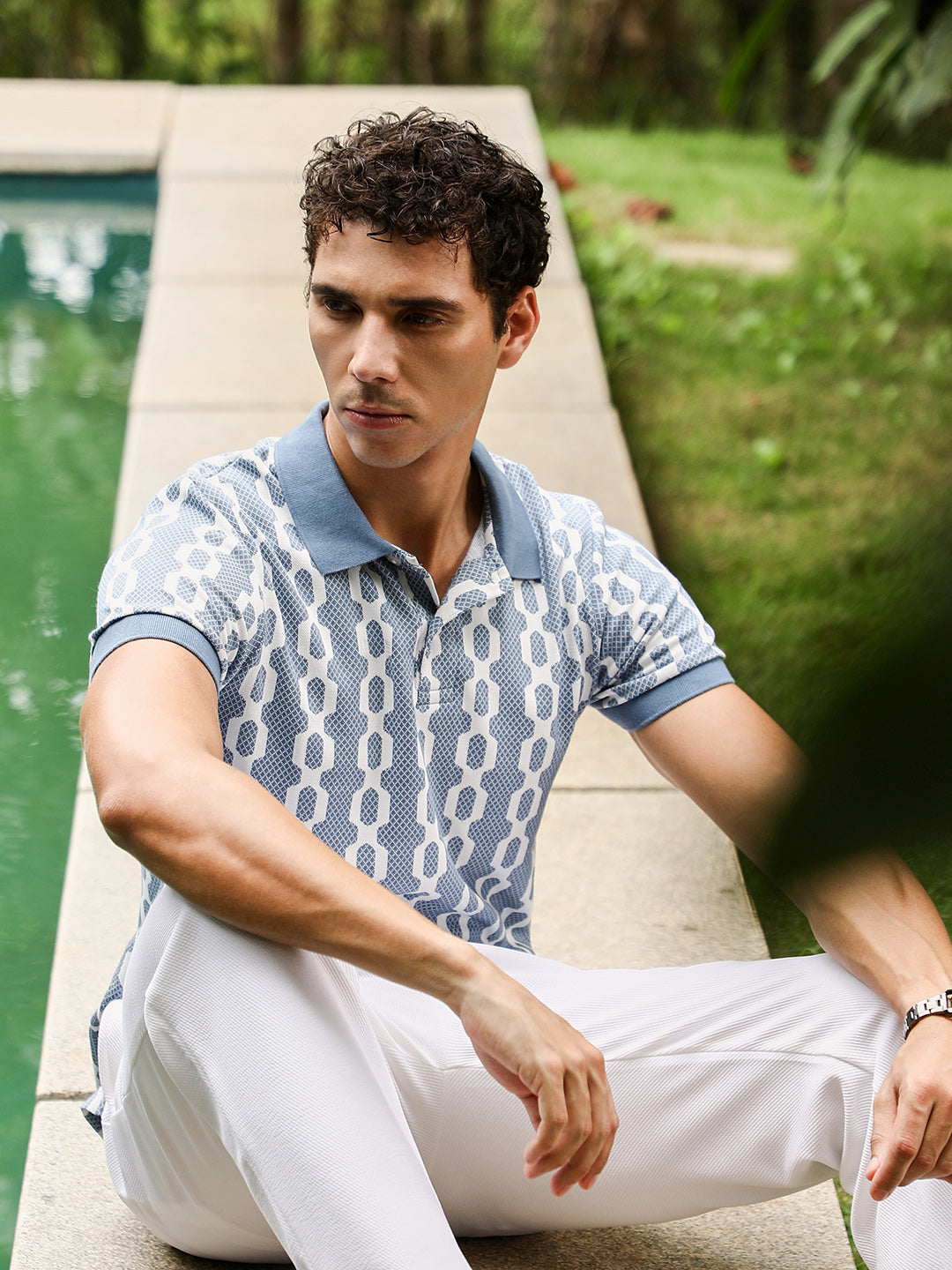 Link-Jacquard Polo T-Shirt