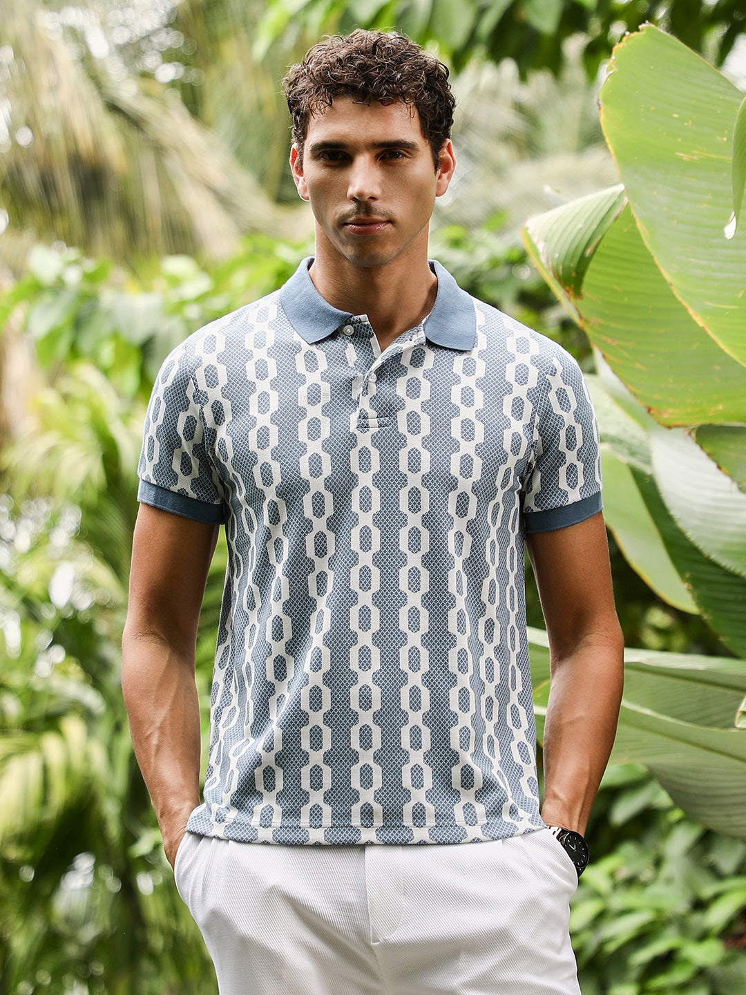 Link-Jacquard Polo T-Shirt