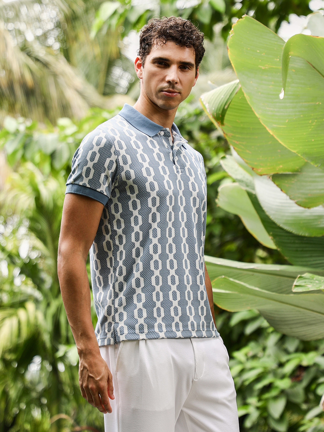 Link-Jacquard Polo T-Shirt