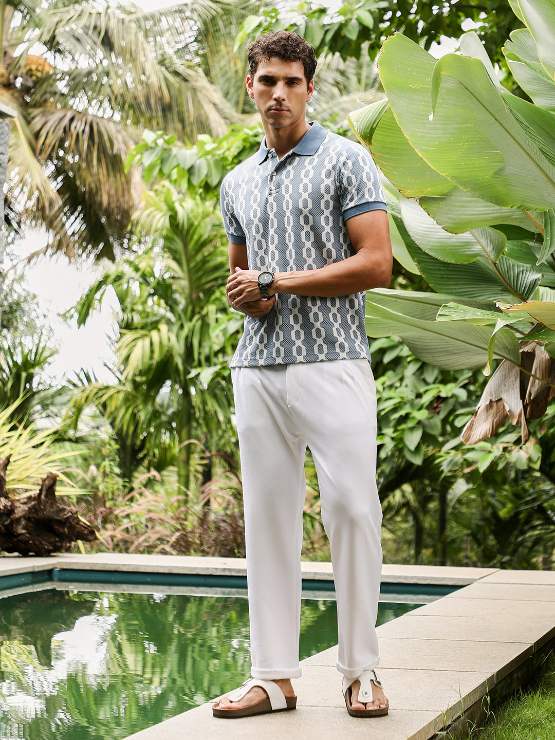 Link-Jacquard Polo T-Shirt