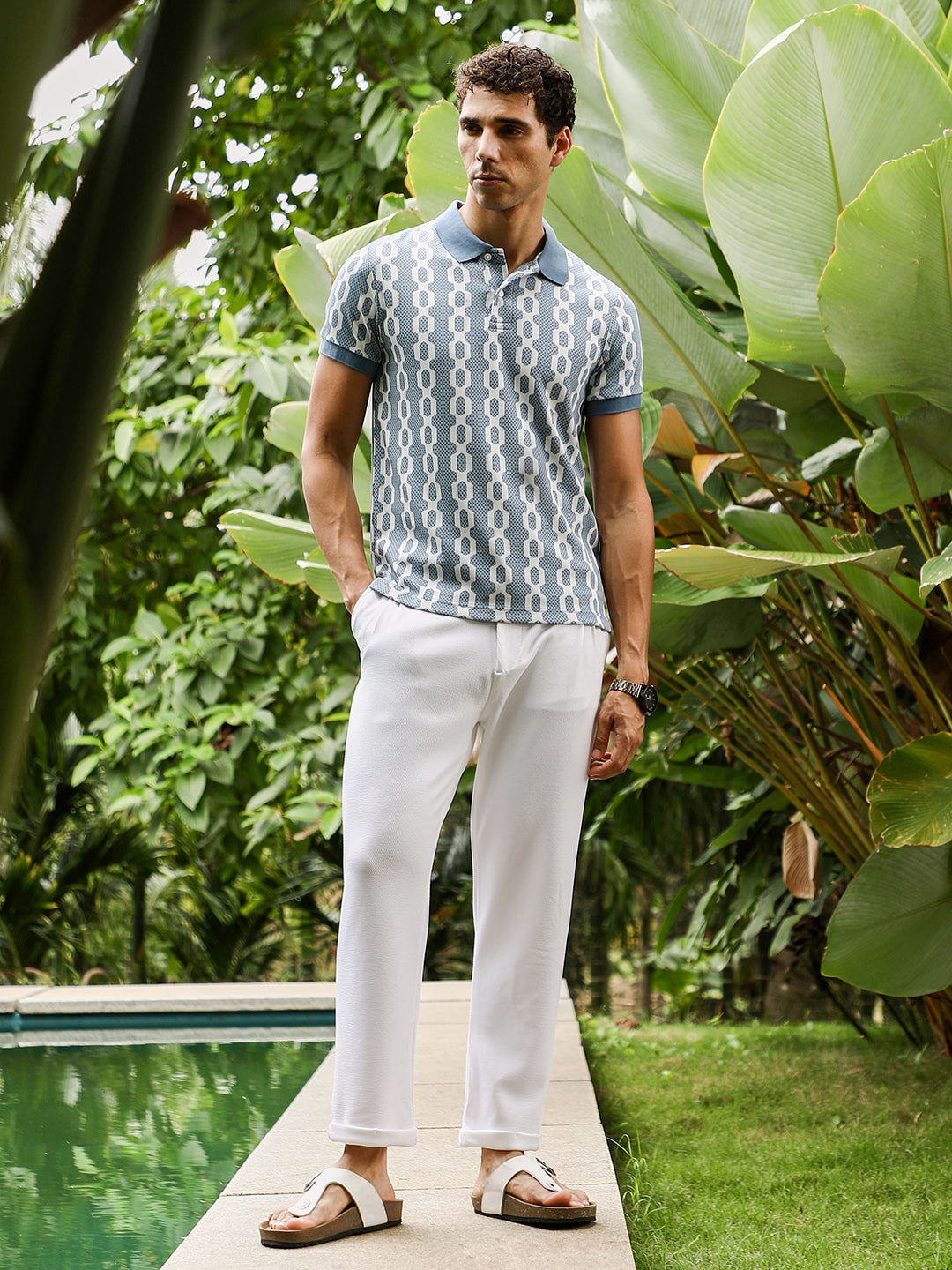 Link-Jacquard Polo T-Shirt