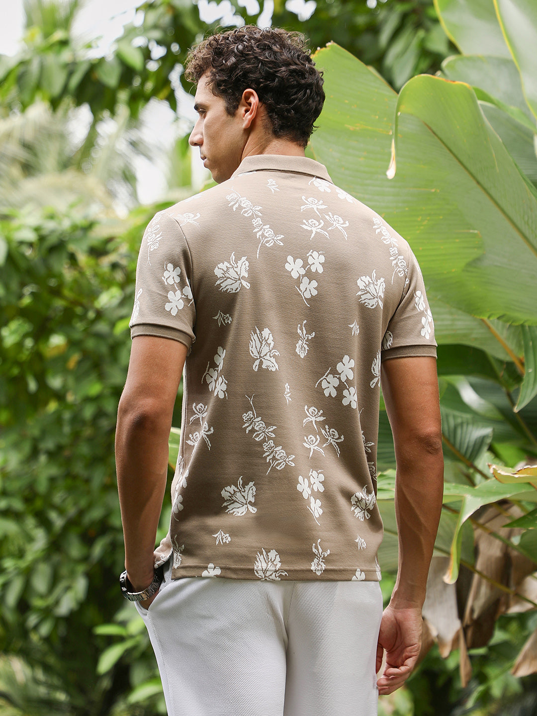 Flora-Jacquard Polo T-Shirt