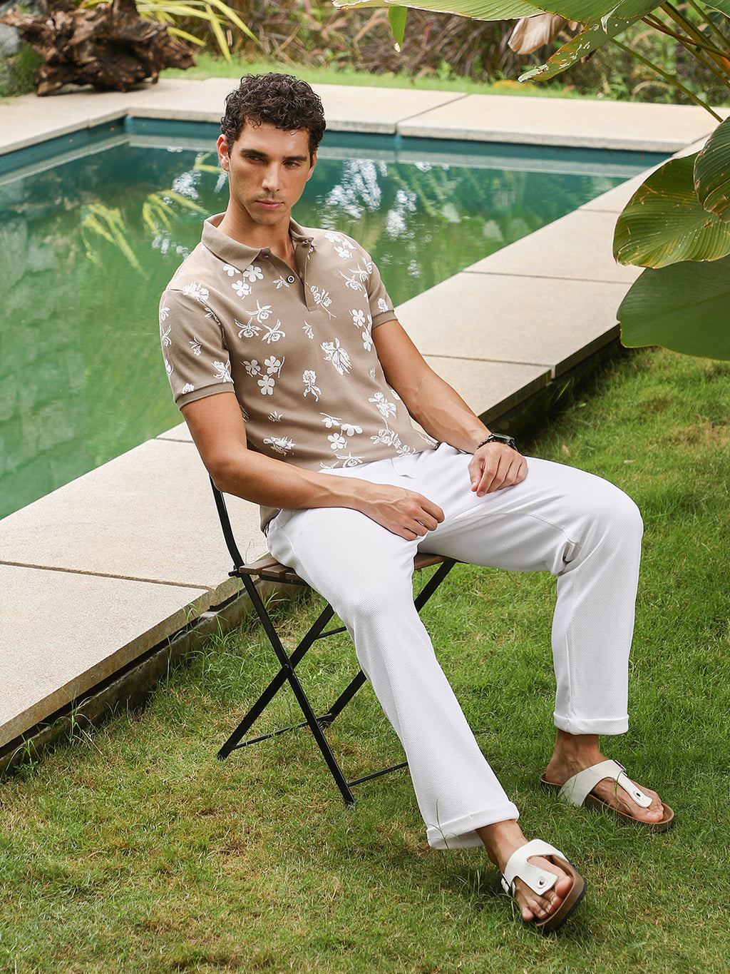 Flora-Jacquard Polo T-Shirt