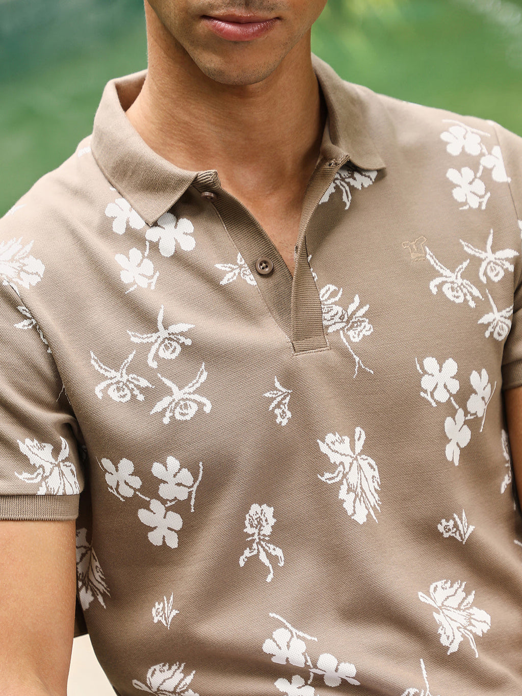Flora-Jacquard Polo T-Shirt