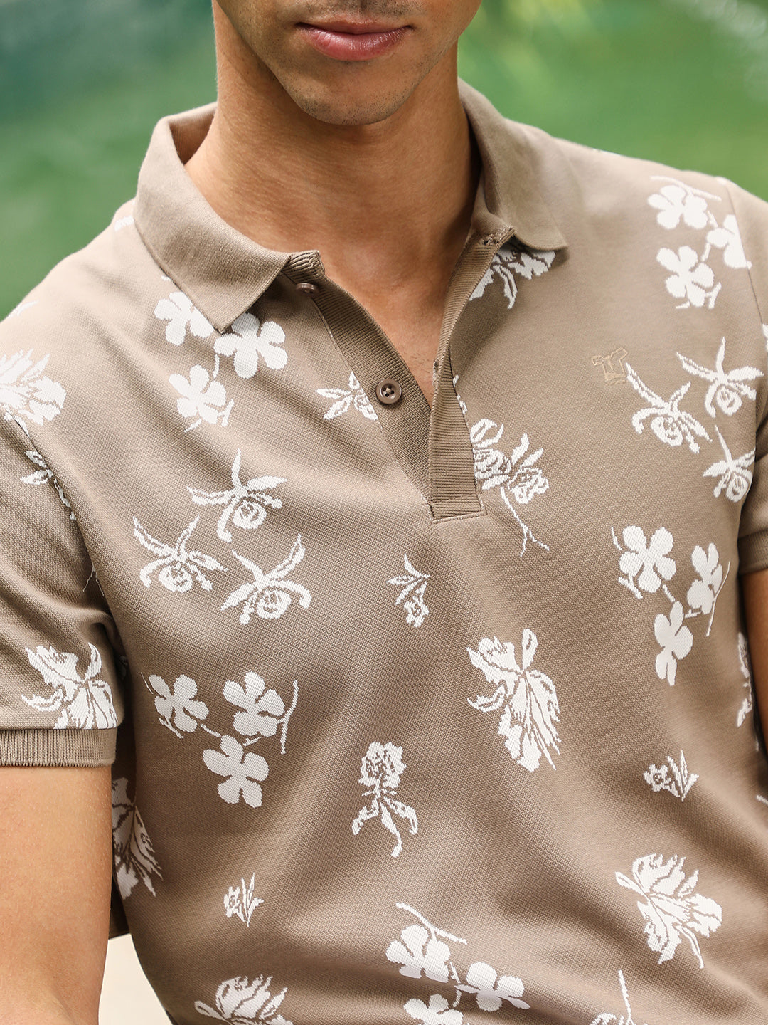 Flora-Jacquard Polo T-Shirt