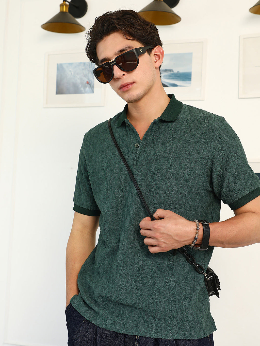 Marquise-Tactile Knit Polo T-Shirt