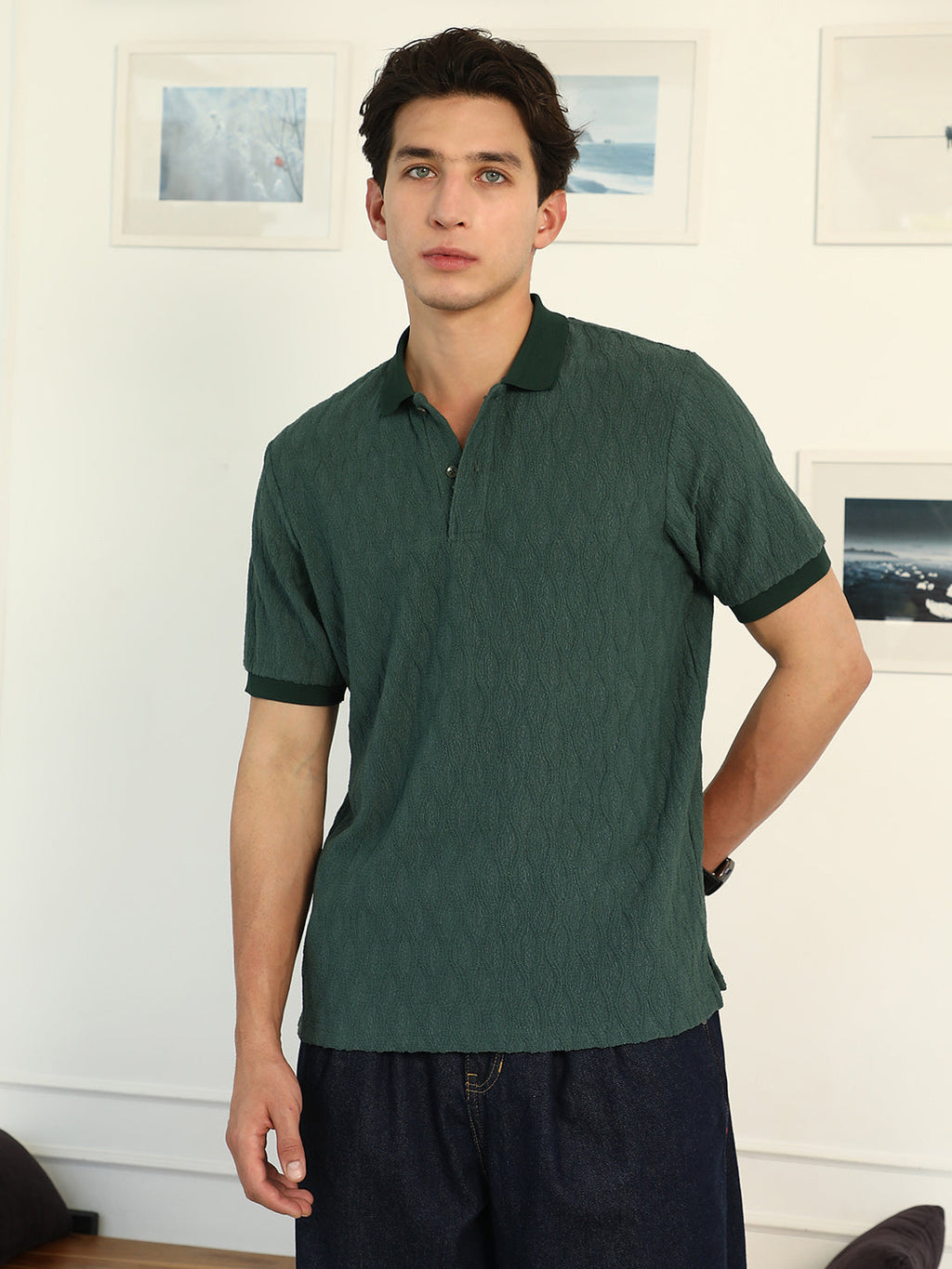 Marquise-Tactile Knit Polo T-Shirt