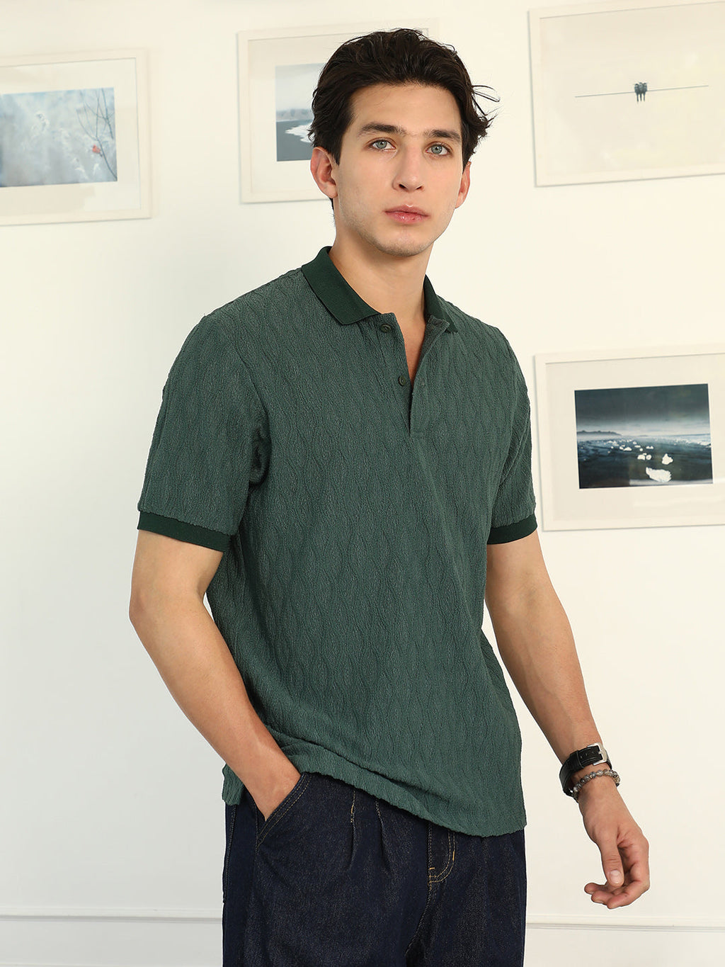 Marquise-Tactile Knit Polo T-Shirt