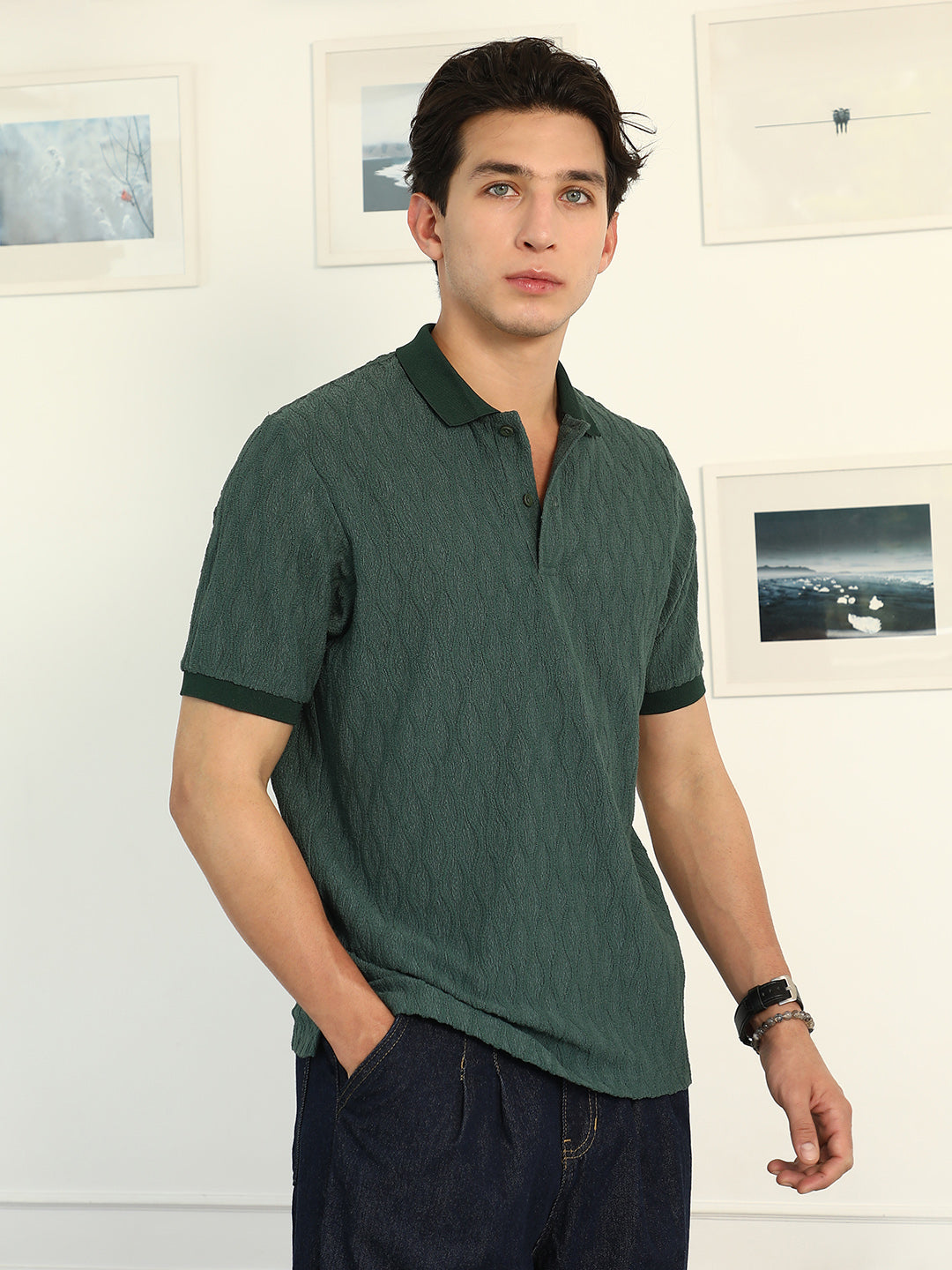 Marquise-Tactile Knit Polo T-Shirt