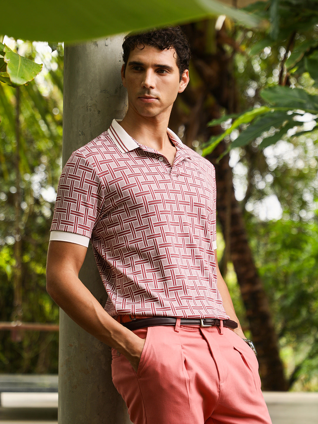 Basket-Jacquard Polo T-Shirt