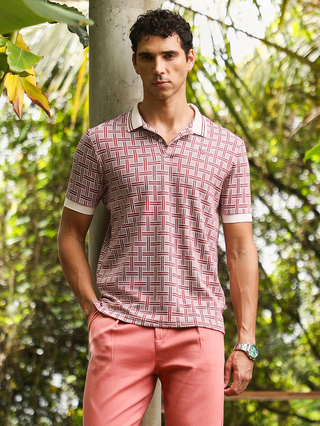 Basket-Jacquard Polo T-Shirt