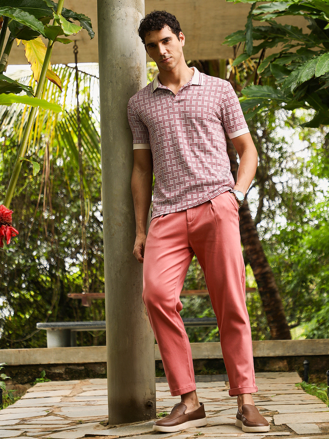 Basket-Jacquard Polo T-Shirt